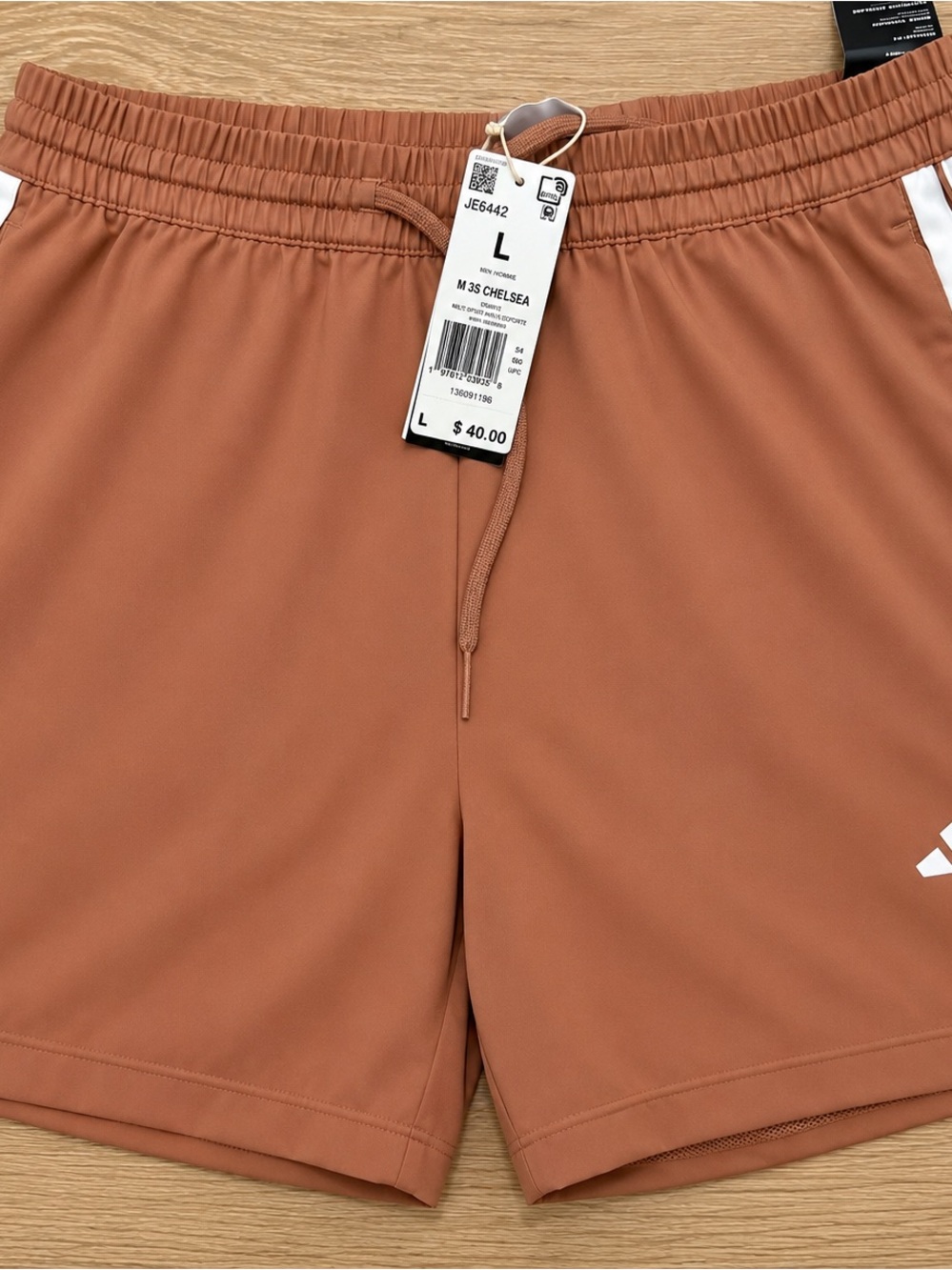 NWT Adidas Essential 3-Stripes Chelsea Shorts Men’s L Warm Clay